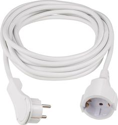as - Schwabe 50521 Rallonge de 5 m avec fiche Plate – Rallonge avec fiche de Contact de Protection et raccord de Terre – pour l'intérieur – Extrêmement Plat – 230 V, 16 A – IP20 – Blanc