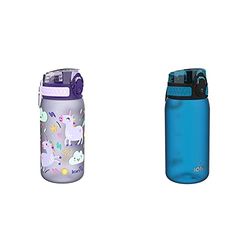 Ion8 Leak Proof Kids' Water Bottle, BPA, 400ml / 13oz, Unicorns & Leak Proof Kids' Water Bottle, BPA, 400ml / 13oz, Blue