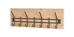 HAKU Möbel Perchero de pared roble, negro, MDF, metal - Dim.: AN 60 cm x AL 20 cm x P 10 cm, Estilo: Moderno