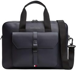 Tommy Hilfiger Maletín para portátil Hombre Foundation con correa para hombro, Azul (Space Blue), Talla Única