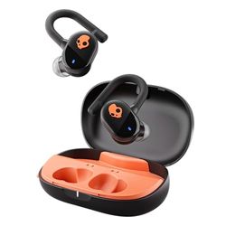 Skullcandy Écouteurs Intra-Auriculaires sans Fil Push Play Active de, Autonomie 34 h, Mode Stay-Aware, Micro, Fonctionnent avec Appareils iPhone, Android et Bluetooth - True Black/Orange