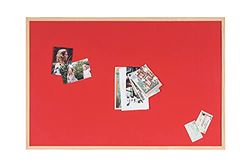 Bi-Office - Tablero de anuncios - 60 x 40 cm - Pizarra de doble cara, corcho y fieltro rojo, marco de madera, con 6 chinchetas