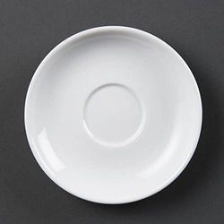 Olympia Soucoupe à espresso Whiteware 85ml (Lot de 12), blanches, compatibles avec la tasse CB464, porcelaine entièrement vitrifiée, Passe au four, au micro ondes, Certifié BS4034, CB465