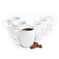 Glasmark Krosno - Set di 6 tazze da caffè in ceramica con manico, 300 ml, colore: Bianco