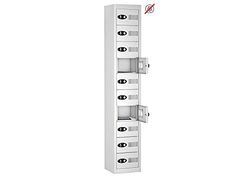 10 Vision Panel Door Tablet Storage Locker, White, Keypad Lock