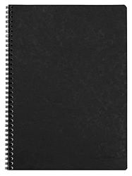 Clairefontaine 781421C Collectie Age Bag - Een zwart spiraal notitieboek - A4 formaat 21x29,7 cm - 100 pagina's met kleine ruitjes - Wit papier 90 g - Glanzende kartonnen cover met lederen korrel.
