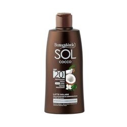 Bottega Verde - Latte Solare SOL Cocco SPF 20, 200 ml, con Latte di Cocco, Estratto di Carota e Papaya, Protegge e Intensifica l’Abbronzatura, Texture Ultra Fluida, Water Resistant