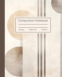 Composition Notebook College Ruled: Minimalist Neutral Earth Tone Geometric Shapes, for School, Work, Journaling, Notes
