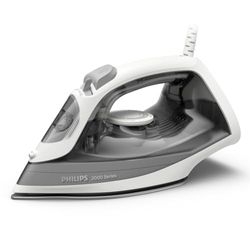 Philips Plancha de vapor Serie 2000 - Hasta 25 g/min de vapor continuo. 2000 W. Depósito de 250 ml. Eliminación rápida de arrugas. 4 ajustes de vapor. Suela de cerámica. Ligera. Gris (DST2020/80)