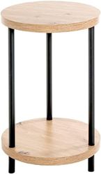 HAKU Möbel Bijzettafel eiken, zwart, MDF, metaal - Maat: H 50 cm x Ø 30 cm, Stijl: Modern