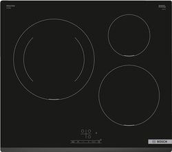 Bosch - Placa de Inducción, Serie 4, 60 cm, 3 Zonas, TouchSelect, 17 Niveles de Potencia, sin perfiles, Negro, PIJ631BB5E