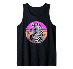 Zebra Synthwave retrò Occhiali da Sole Zebre Canotta