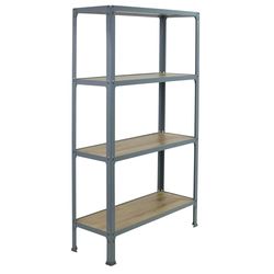 Simon Rack Librería Estanteria Salon, 1600x800x300 mm, 4 Alturas, Bandeja Madera, Estilo Industrial, Metálica, Gris/Roble - Simon Home