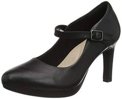 Clarks Ambyr Shine, Pompa Donna, Pelle Nera, 39.5 EU