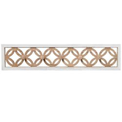 DRW Opengewerkte wandkapstok met 5 haken van hout, wit en naturel, 74 x 6 x 16 cm