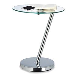 Relaxdays Mesa auxiliar redonda, mesa de café, mesa de sala de estar, vidro em aço cromado, 52 x 45 x 45 cm, prateado, prateado