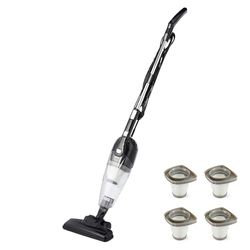 Amazon Basics Aspirador Escoba 2 en 1 con Cable + Filtros HEPA de Recambio (Pack de 4) - Aspirador Ligero, Motor Eco, Filtros Lavables