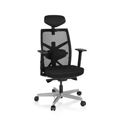 hjh OFFICE Chaise de Bureau Professionnelle BELLAC Tissu résille Noir Chaise pivotante Ergonomique avec appuie-tête