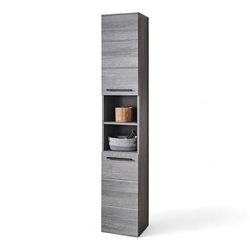 Stella Trading Silver Haute Argent fumé certifié FSC – Armoire de Salle de Bain avec Beaucoup d'espace de Rangement, Bois d'ingénierie, Hochschrank