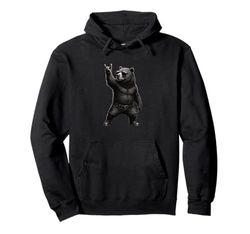 Orsetto grizzly, stile vintage, music rock, gesture funny grizzly Felpa con Cappuccio