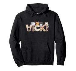 Vicki Cat Trees - Personalized Cute Name Word Art Pullover Hoodie