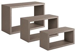 Homemania Trittico Wandrek voor woonkamer, slaapkamer, kantoor, MDF, bruin, 45 x 27 x 15,5/40 x 22 x 15,5/35 x 17 x 15,5 cm