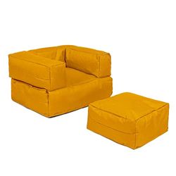 Fauteuil d'extérieur pour enfants + pouf Orange