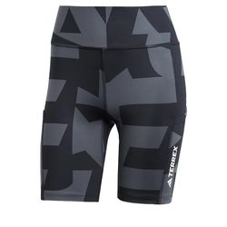 adidas Donna Terrex Multi 8inch Printed Tight Shorts, Carbon/Black/Black/Black, M
