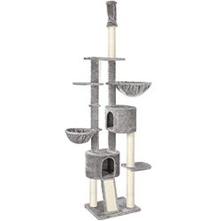 Feandrea Arbre à Chat, Tour de Jeux, 2,4-2,6 m, Gris Clair PCT110W01