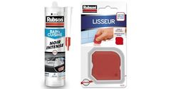 Rubson Mastic Bain & Cuisine Couleur Noir Intense, Joint silicone multi-matériaux renforcé en antifongiques, 280 ml & Lisseur, outil pour lisser tous les types de joints