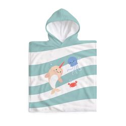 Miniland - Cotton Hooded Towel Poncho for Kids, Soft, Absorbent and Breathable Towel