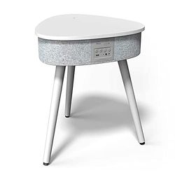 i-box Tavolino da Salotto con Altoparlante Bluetooth Portatile, Caricatore Wireless e Porta di Ricarica USB - Mobili Soggiorno (Bianco)