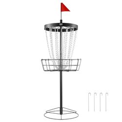 VEVOR Corbeille de Disc Golf à 24 Chaînes, Cible Portable pour Disc Golf en Acier, Panier de Golf à Disque pour Intérieur et Extérieur, Équipement d’Entraînement Professionnel, Noir, sans Disque