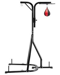 VEVOR Soporte para Saco de Boxeo 2 en 1 Equipo de Entrenamiento de Acero Soporta hasta 65 kg Altura Ajustable Soporte Independiente para Sacos de Arena para Gimnasio en Casa, 143 x 126 x 214 cm