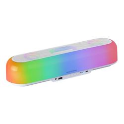 Mars Gaming MSB-ORB, Draagbare Speaker + Soundbar 20W, Orbilight RGB 360º Verlichting, Soundbar met Triple Driver Systeem, Gaming Speakers Bluetooth 5.3 / USB/MicroSD/AUX/FM, Wit
