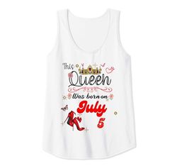 Mujer Una Reina Nació el 5 de Julio 5 de Julio Cumpleaños Camiseta sin Mangas