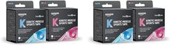 Amazon Basic Care - Bande adhésive de kinésiologie, 5 m x 5 cm, lot de 4 - (1 bleue, 1 rose)