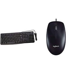 Logitech K120 Tastiera Cablata Business per Windows/Linux, USB, Tasti ‎Silenziosi & M90 Mouse USB Cablato, 1000 DPI, Mouse Ambidestro, Compatibile con PC/Mac/Laptop, Nero