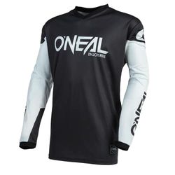 O'NEAL | Motocrosströja | Enduro MX | Andningsbart material, vadderat armbågsskydd, lämpligt för maximal rörelsefrihet | Jersey Element Threat | Vuxna | Svartvitt | Storlek M