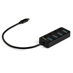 StarTech.com Hub USB-C a 4 porte - 4x USB-A con Swith On/Off Individuale (HB30C4AIB)