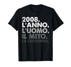 Retro Vintage Uomo Italiano Mito Leggenda Nascita Anno 2008 Maglietta