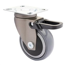 WAGNER design yourself Design 3C Swivel Transport Furniture Castor with Brake & Screw-on Plate, Grey, (Ø) 75 mm