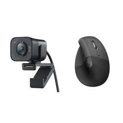 Logitech StreamCam – Live Streaming Webcam for Youtube and Twitch & Lift Vertical Ergonomic Mouse, Wireless, Bluetooth or Logi Bolt USB receiver