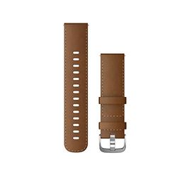 GARMIN Quick Release Horlogebandje, Leer, 22 mm, Bruin met Zilveren Sluiting