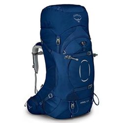 Osprey Ariel Mochilas de senderismo para mujeres - Correas de hombro y cinturón Fit-on-the-Fly personalizables & Torso ajustable - Cubierta para lluvia incluida, Ceramic Blue, M/L, 65 L