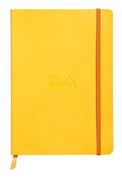 Rhodia 117466C Anteckningsbok rodiarama med mjukt kuvert, rutnät, 80 ark, 90 g elfenbensfärgat papper, A5 148 x 210 mm, bokmärke, innerficka, 1 st, prickig gul