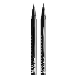 NYX Professional Makeup Epic Ink Liner, Brush Tip Liquid Eye Liner Pen, Up To 24 Hours of Wear, 6 Intensely Pigmented Shades, Waterproof Vegan Formula, Shade: Black, Pack of 2