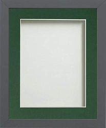 Frame Company Allington Grey 16x12 with Bottle Green Mount for 12x10 inch, Fitted with Glass