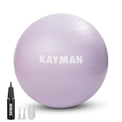 KAYMAN 75 cm träningsboll lila – anti-bristande system, halkfria ringar, hållbart material, lätt att blåsa upp, perfekt för yoga, pilates, fitness, balansträning, gym och hemträning.