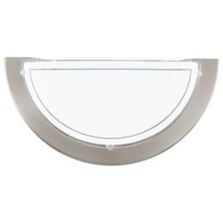 EGLO Planet 1 aplique de parede de 1 holofotes, iluminação de parede para interiores de metal e vidro, aplique de salão em prata, branco, aplique de corredor semicircular com casquilho E27